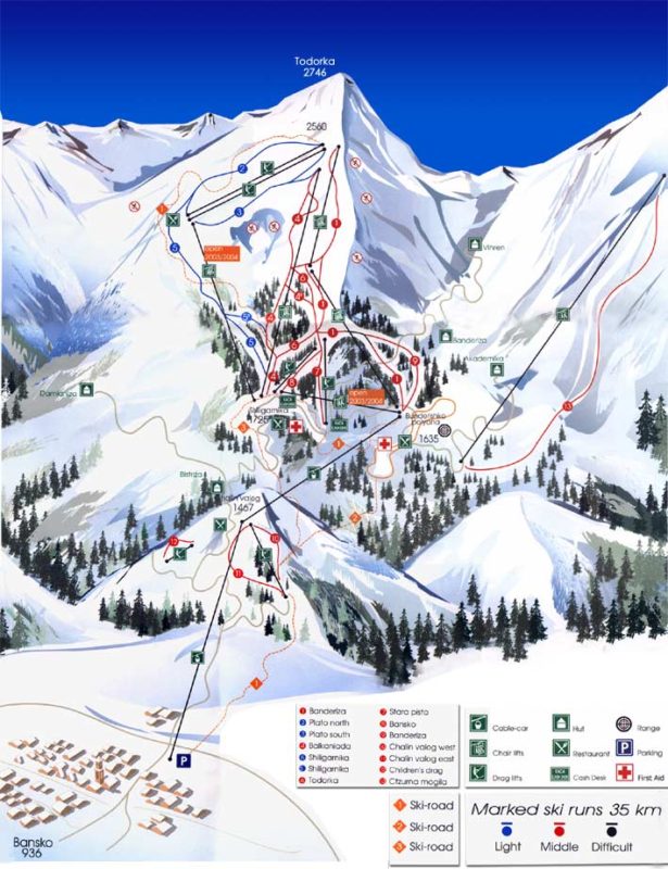 BANSKO SKI TRACKS Map Gezece Iz Com   BANSKO SKI TRACKS Map 615x800 